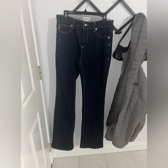 Ariat REAL Denim Men’s Jeans 31 Long Dark Wash Straight Leg Western Cowboy - Picture 2 of 4